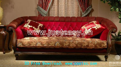 European-style classical sofa 3D model (including materials)
