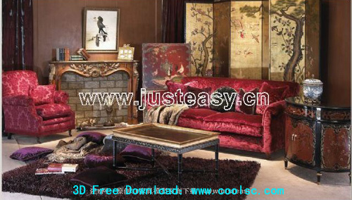 Combination of European luxury sofa 3D model (including materials)