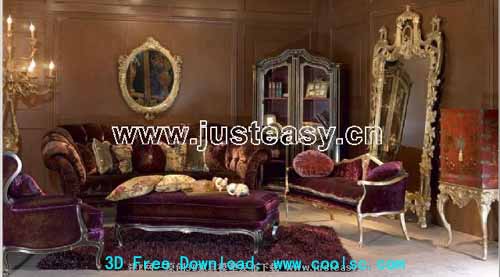 Combination of classical European style luxury furniture 3D model (including materials)