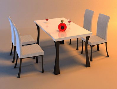 Table and 4 chairs in kitchen