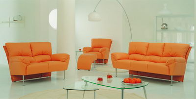 Modern sofa 3D model over orange