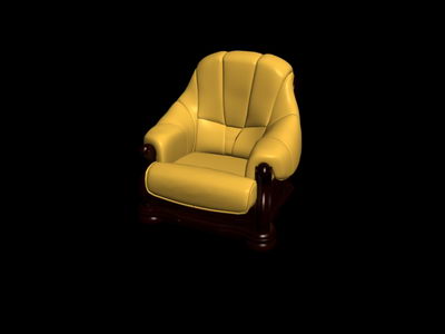 No material yellow single old-fashioned sofa3D model