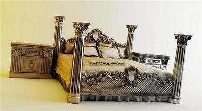Luxury European-style bed 3D Model
