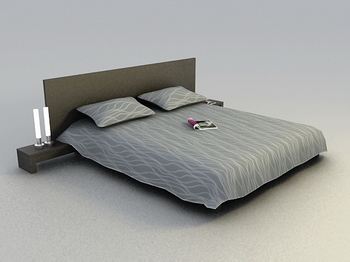 Bed bed soft and abstract 3D model of a modern wood Simmons