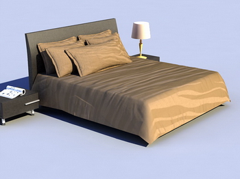 Bed soft bed 3D Model of retro wood Simmons