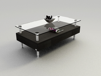 Fashion black glass table, wood coffee table high-end 3D models