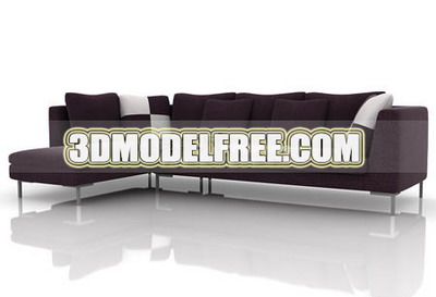 Furniture 3D Model: Black and Brown Sofa 3Ds Max Model