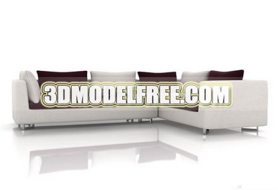 Furniture 3D Model: White And Brown Sofa Combination 3Ds Model