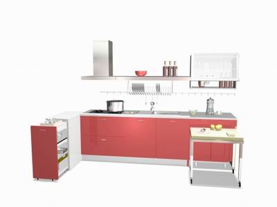 Red Theme Built-in Kitchen