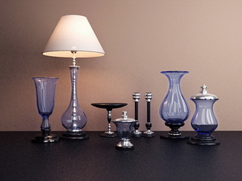 Model blue glass art products