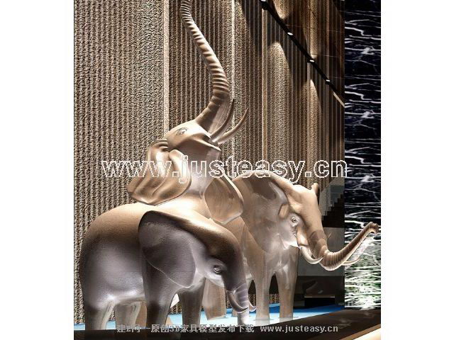 Ornament - elephant 3D model (including materials)