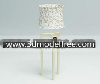 Fabric flower compiled wooden bottom lamp