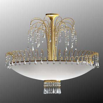 Gold metal frame crystal chandelier