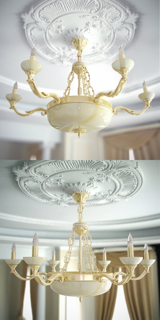 Gorgeous chandelier stone surface