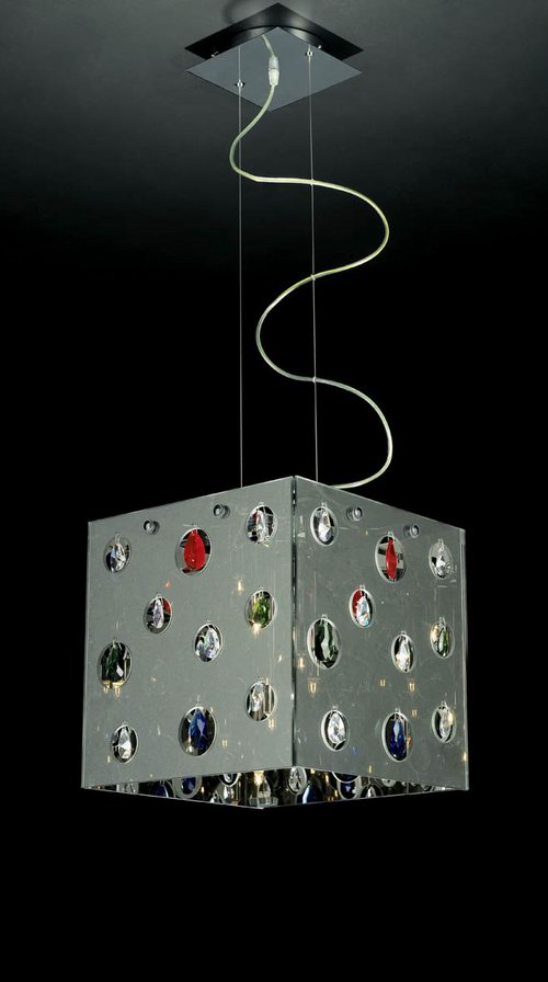 Inline square lampshade chandelier