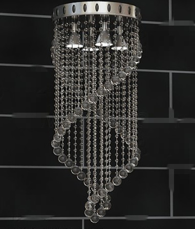 Transparent bead curtain-style pendant lamp