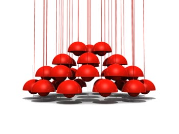 Combination of spherical red chandelier