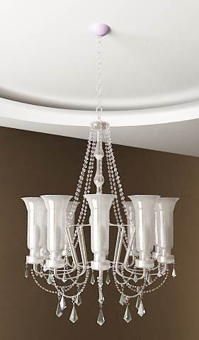 Ivory candle glass chandelier 3D models
