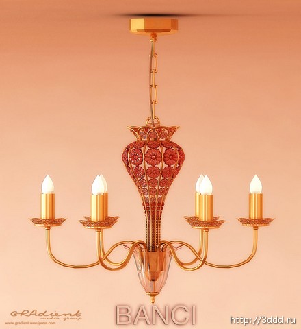 Fourth, wrought iron candle droplight 3D models