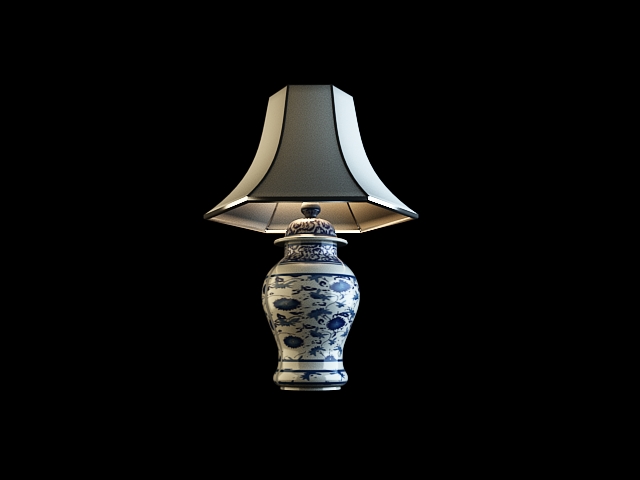 Blue and white porcelain lamp 3D models (including material),