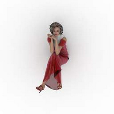 Red robe short hair and beauty 3D models