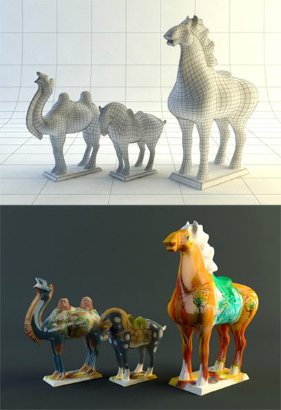 Tang Dynasty pottery horse 3D model (including materials)