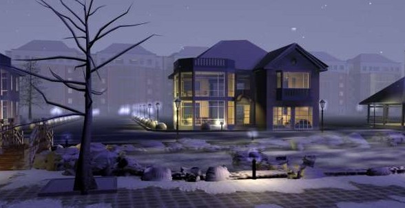 Frost in modern architecture villa
