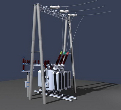3D model of high-voltage transformers