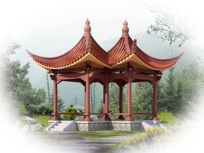 Chinese Architecture Coupled Pavilion 3DsMax Model