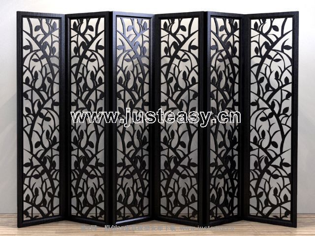 Classical Chinese wooden screen 3D model of tickets (including materials)