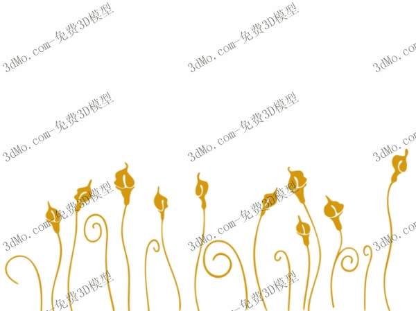 3D Model of yellow grass wall painting