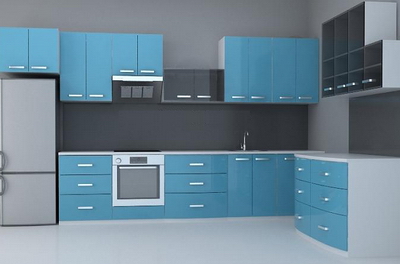 Adjust the 3D model of the blue body of cabinet