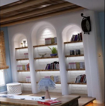 3D model of the Mediterranean decoration style of study (including materials)