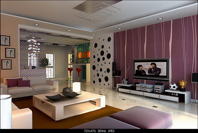 Home Decor 3d Model: Purple Living Room 3Ds Max Model