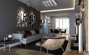 Modern distinctive colors living room