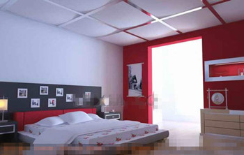 Modern and stylish white red bedroom