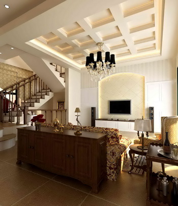 European-style duplex solid wood model of a sense of casual living room