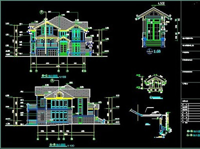 Luxury villa construction CAD drawings