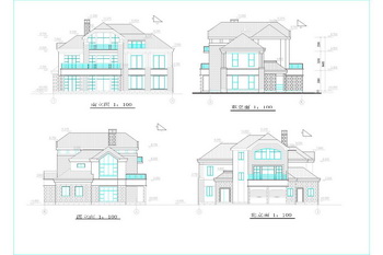 Three-storey villas construction drawings