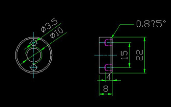 End surface three hole circle nuts CAD drawings