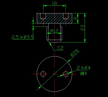 End surface with a screw hole circle CAD drawings