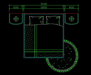 Modern style bed cad map