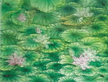 Green lotus pond glass stained map