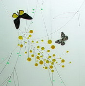 Elegant butterflies glass painting texture
