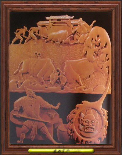 Classical Chinese legend wood relief